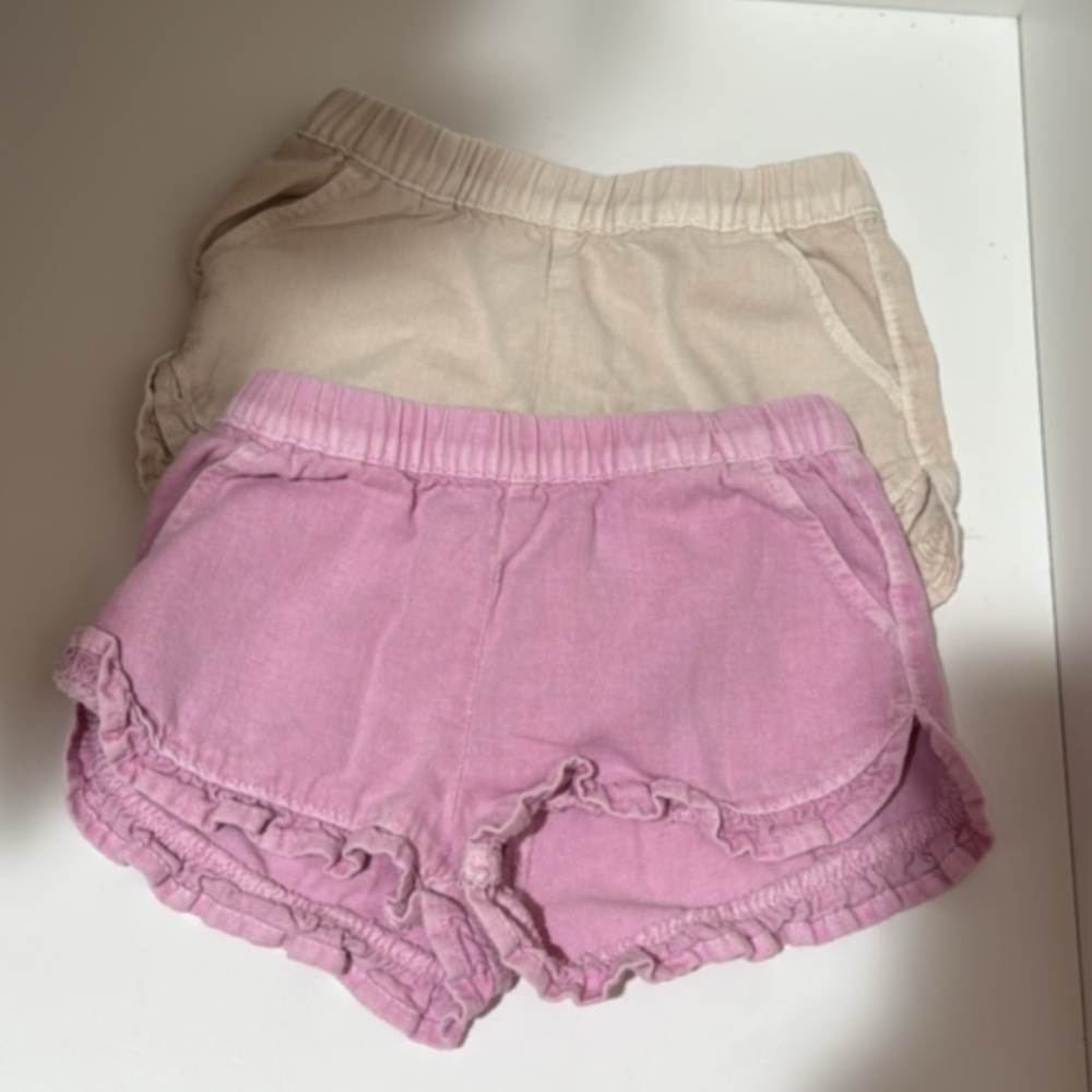 Cat & Jack Pink and Beige Ruffle Shorts Set